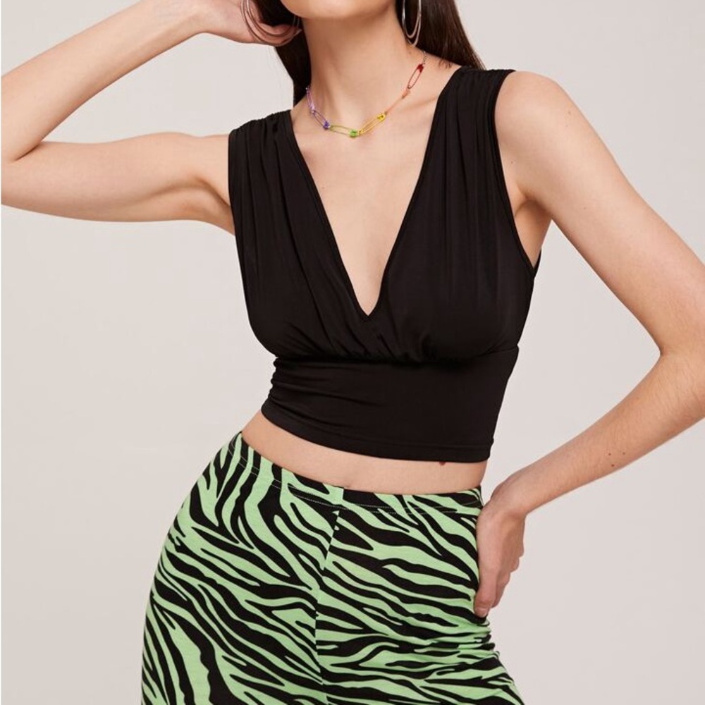 Love J Elegant Black V-Neck Tank Top